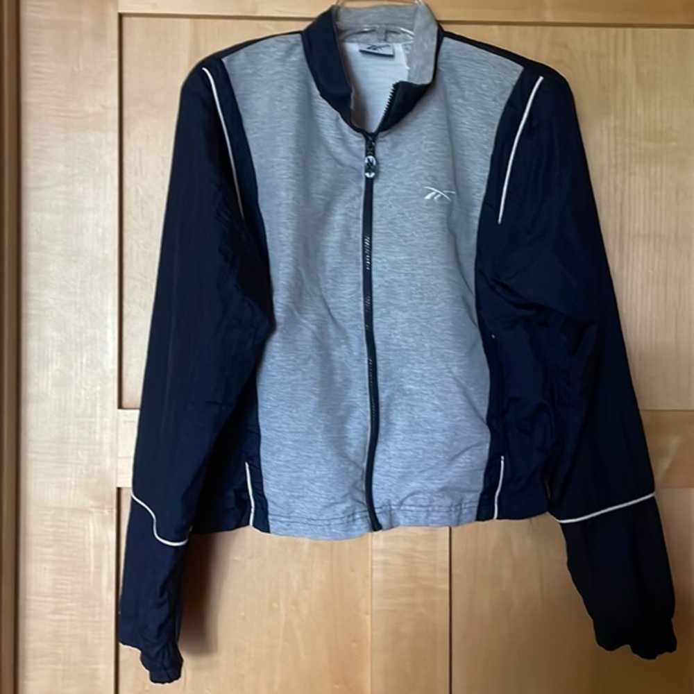 Reebok Boy’s Retro Jacket Lightweight Knit Nylon Navy Grey‎ Size Large
